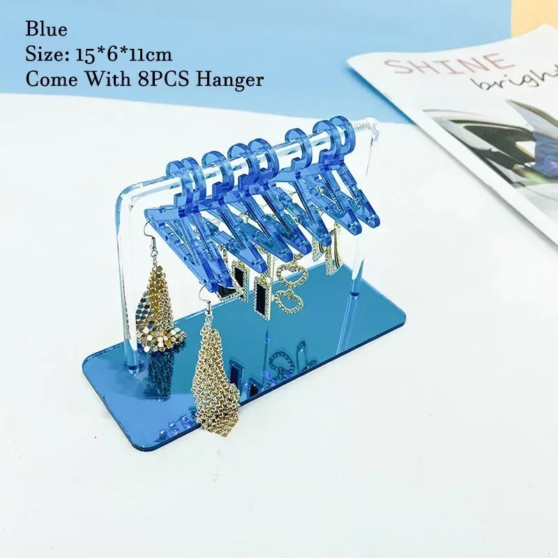 8pcs Hangers Earring Jewelry Hanger Display Stand Acrylic Organizer Creative Coat Hanger Shape Tabletop Ear Stud Jewelry Storage Viralgem Store