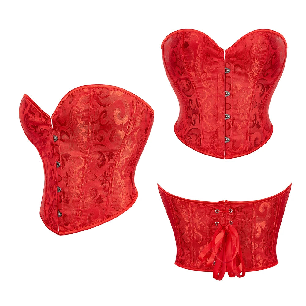 Women Steampunk Corset Bustier Overbust Lingerie Sexy Corselet Lace Up Plus Size Brocade Crop Tops Vest Female Gothic Costume Viralgem Store