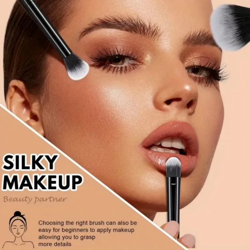 9pcs Multifunctional Black Makeup Brush Set With 1pc Beauty Egg,Soft Bristles for All Skin Types, Alcohol-Free Cosmetic Brushes