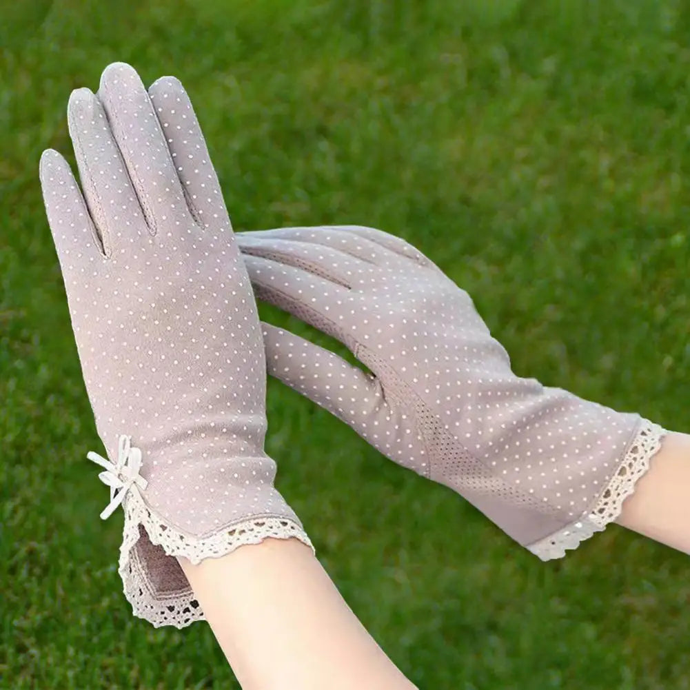 1 Pair Summer Gloves Driving Riding Mittens Dot Full Finger Gloves Non-Fading Sunscreen Gloves Viralgem Store