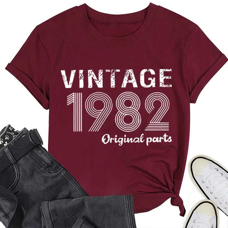 Vintage 1982 Original Print Women T Shirt Short Sleeve O Neck Loose Women Tshirt Ladies Tee Shirt Tops Camisetas Mujer