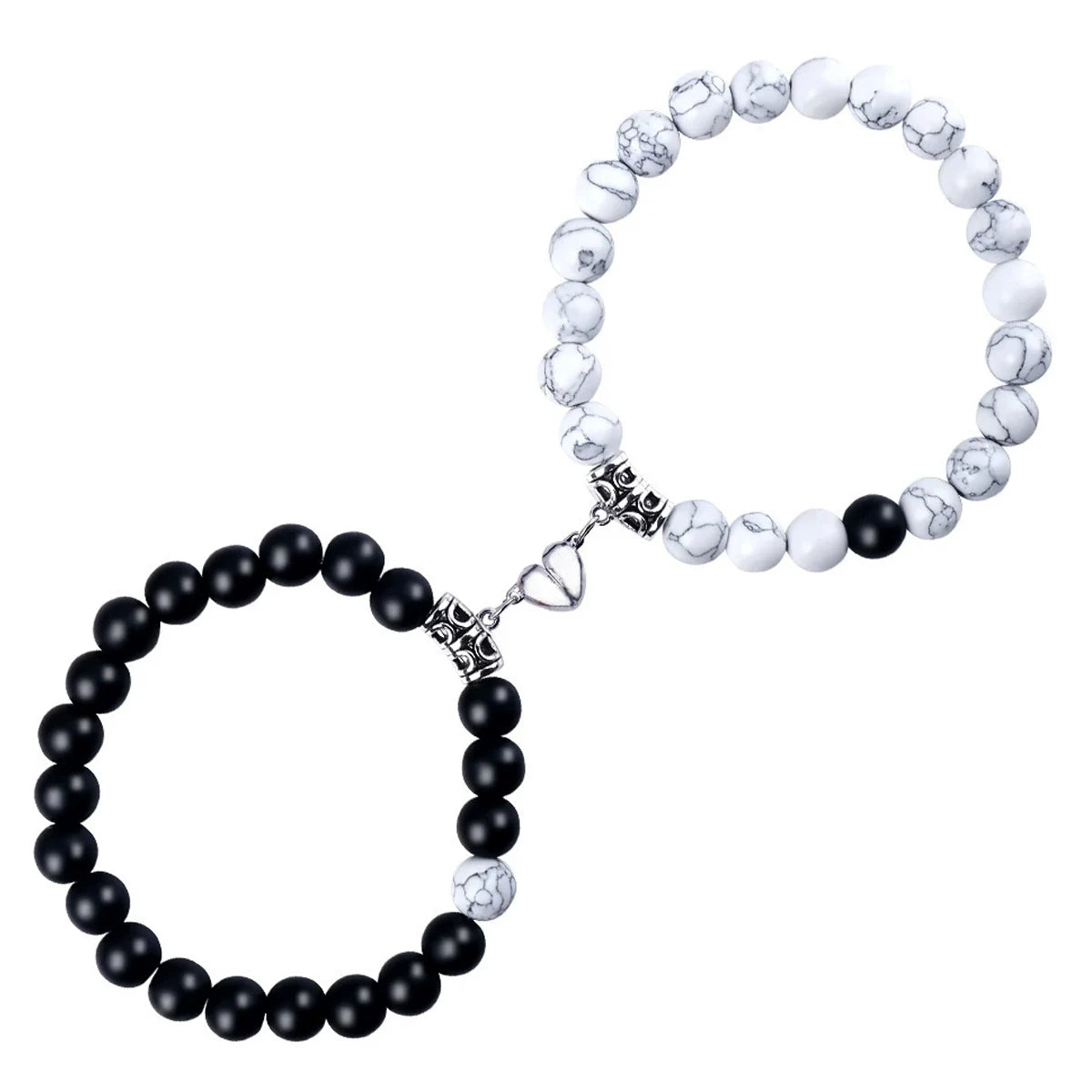 2Pcs/Set Natural Stone Beaded Heart Magnet Attraction Couple Bracelets For Women Men Simple Love Relationship Bracelet Jewelry Viralgem Store