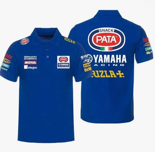 Yamaha men's cotton polo shirt print 2025 summer motorcycle style short-sleeved polo shirt street casual motorcycle T-shirt