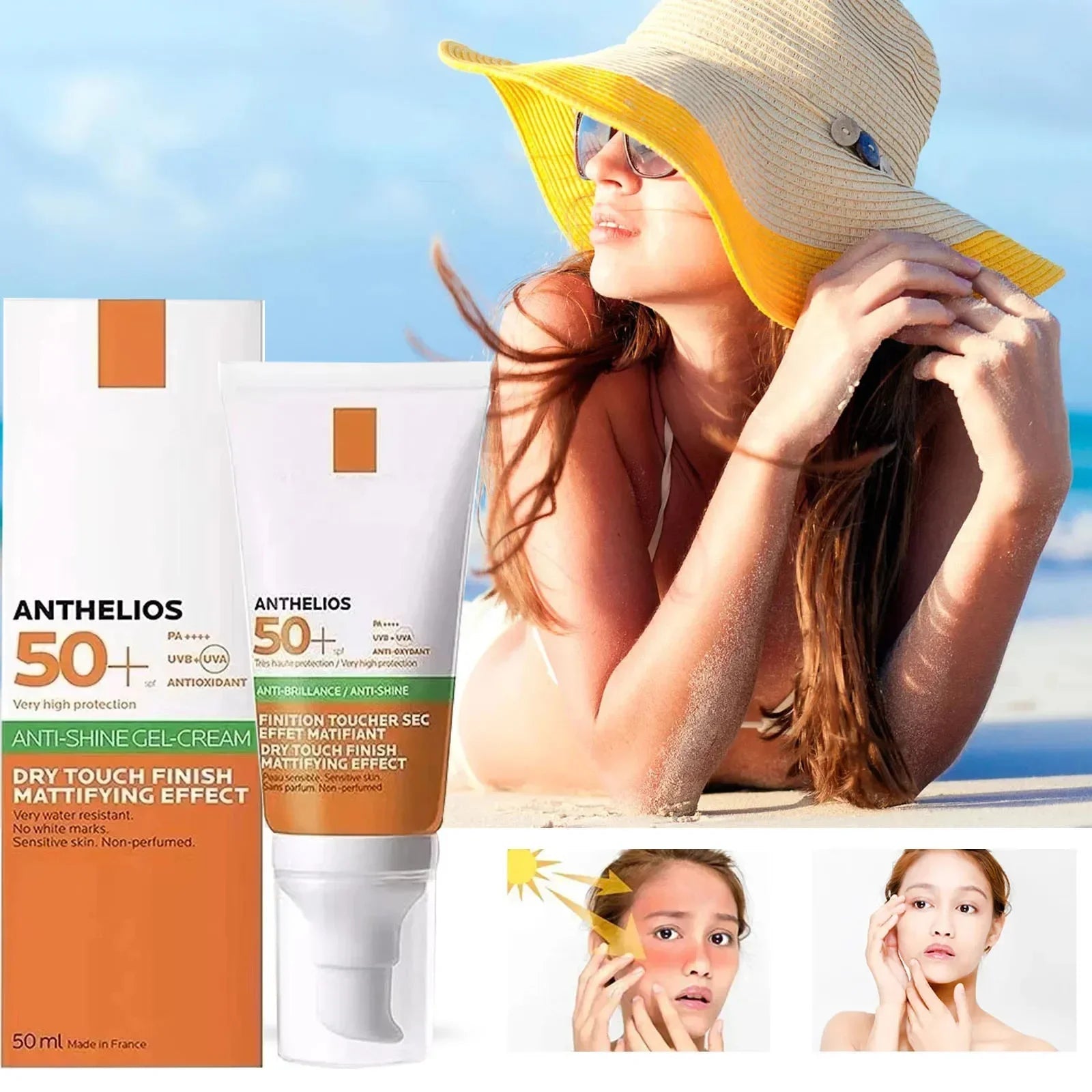 Sunscreen 50ML SPF50+ SunProtection Broad Spectrum Sunscreen For Dry To Normal Skin Anti-Shine Light Non Greasy matte fragrance Viralgem Store