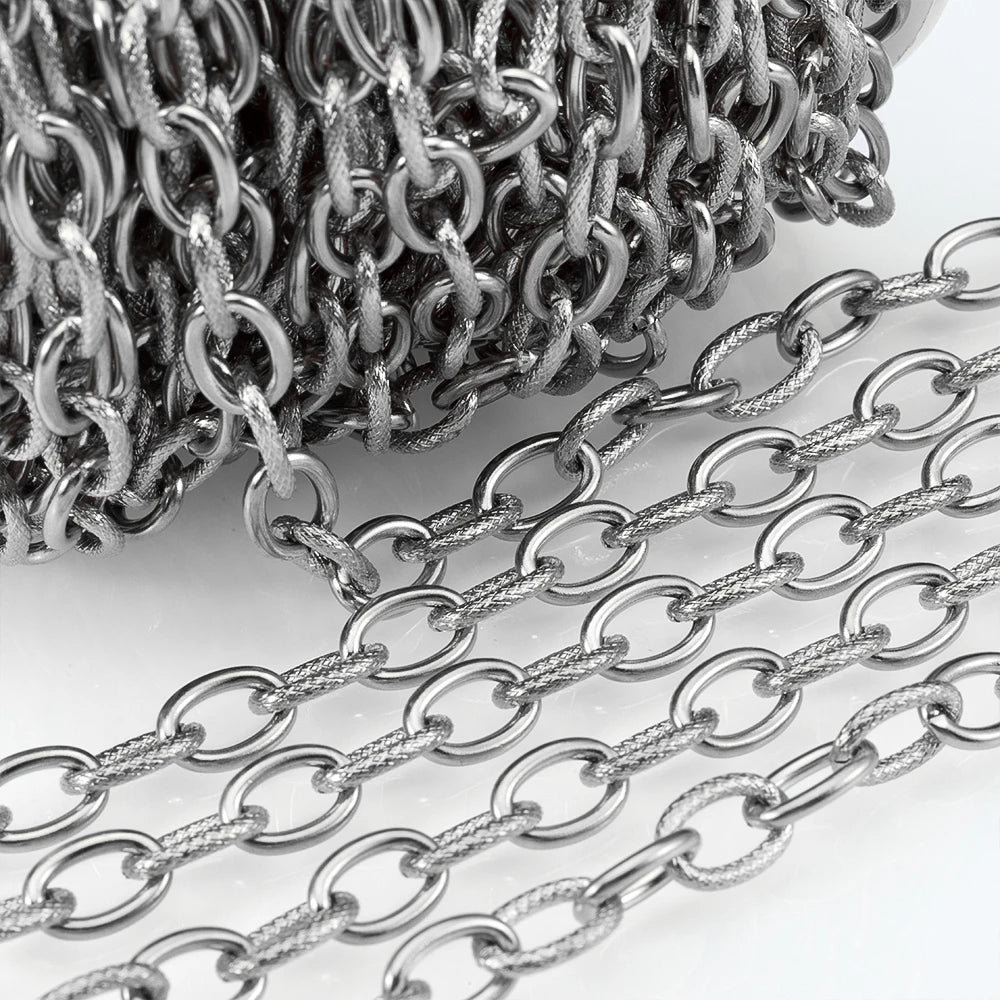 1M Stainless Steel Big Oval Cross Small Circle Link Chains Heavy Chunky Punk Chain DIY Jewelry Making Supplies Necklace Bracelet Viralgem Store