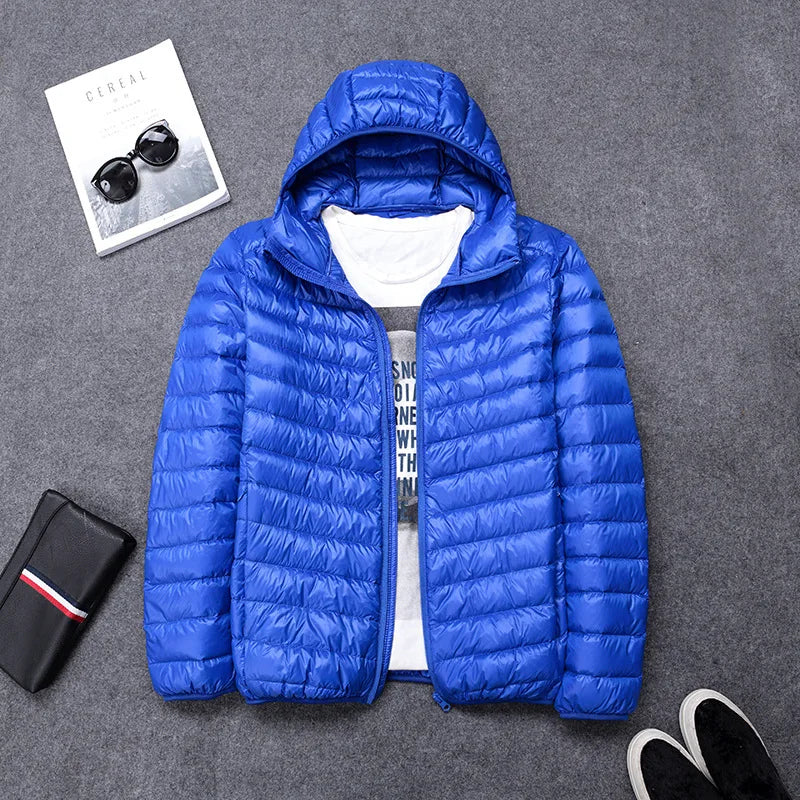 2024 New High-grade Men's White Duck Down Light Down Jacket Men's Short Hooded Men's Autumn Winter Lightweight Coat Men Jacket
