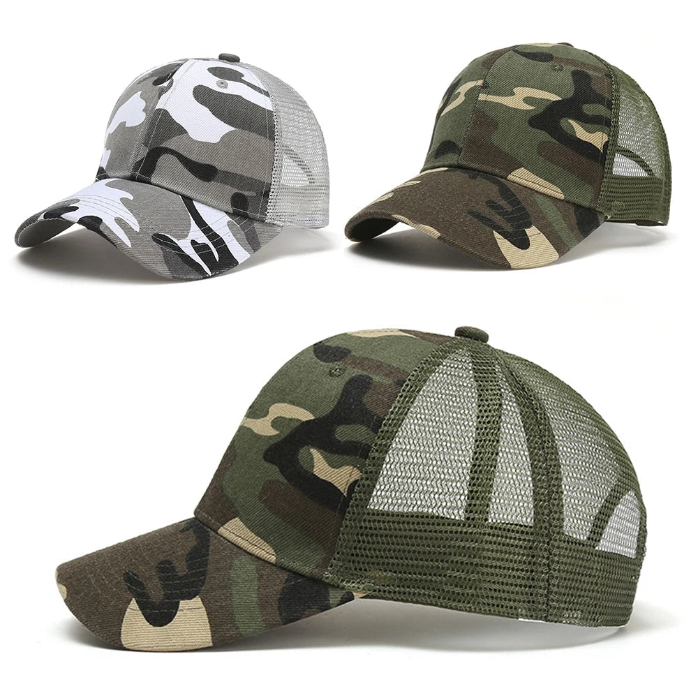 Spring Summer Sun Hat Caps For Men Women Adjustable Baseball Cap Breathable Mesh Trucker Cap Camouflage Baseball Hat Viralgem Store