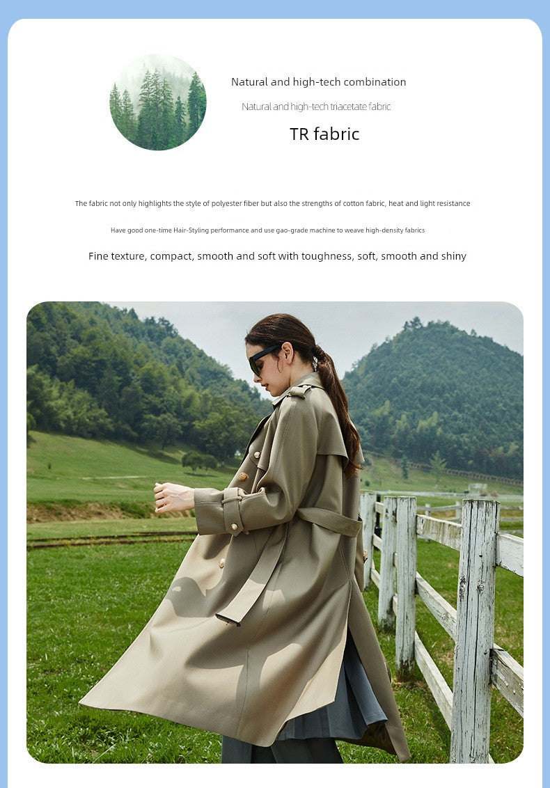 2024 Spring & Fall New Arrival Big Brand Classy C Double Breasted Loose Retro Elegant Mid Length Long Length Trench Coat Outwear Women Viralgem Store