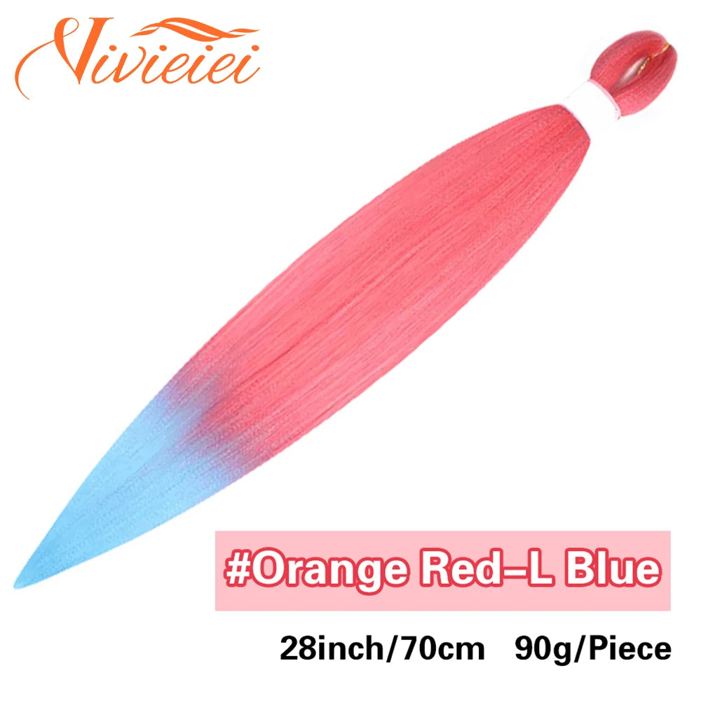 Synthetic Jumbo Braids Hair Extensions 28 Inch Braiding Hair Pre Stretched Orange Green White Blue Red Pink Purple Braids Viralgem Store