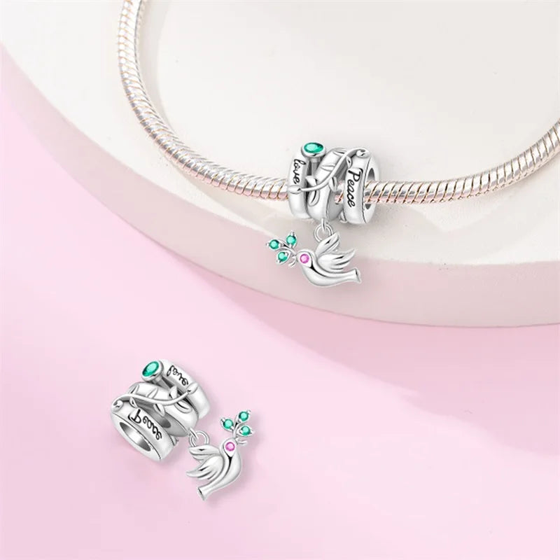 100% 925 Silver Parrot Hummingbird Owl Birds Fashion Design Charms Beads 3mm DIY Fine Jewelry Gifts Making Viralgem Store