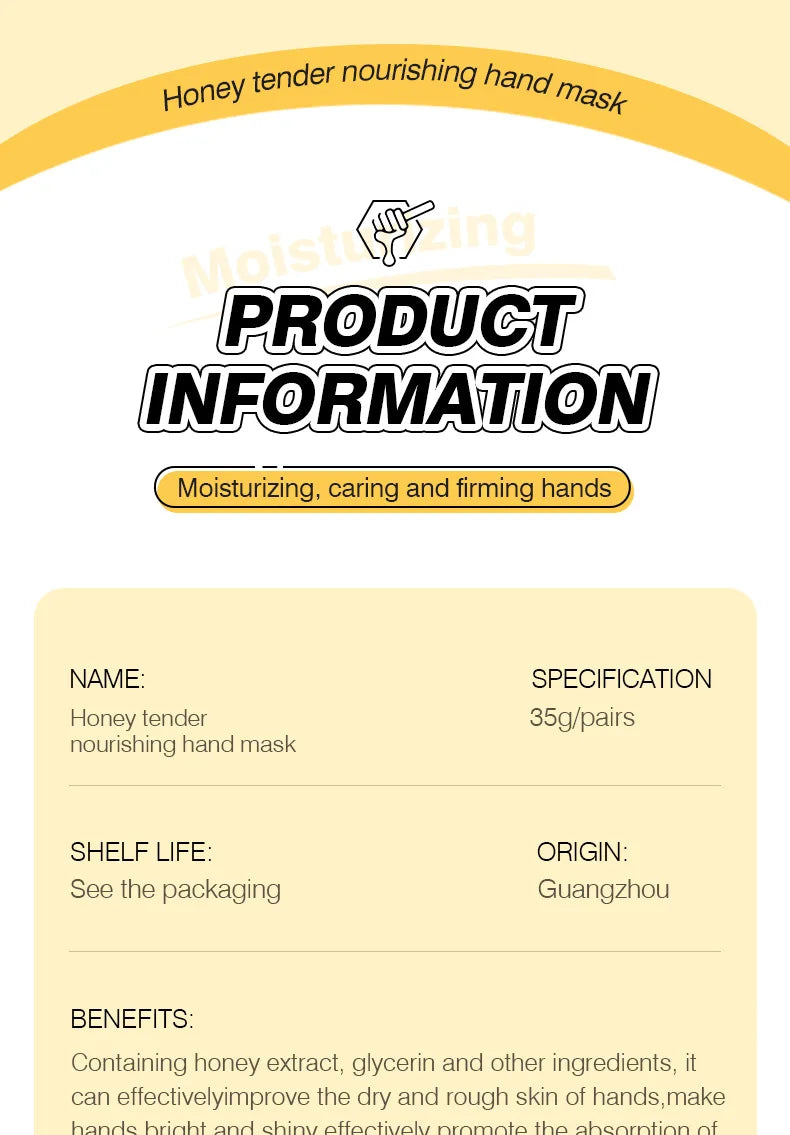 10 Pairs Honey Hand Mask Hands skincare Masks Moisturizing Nourishing Hydrating Tendering Smoothing Hands Skin Care Products Viralgem Store