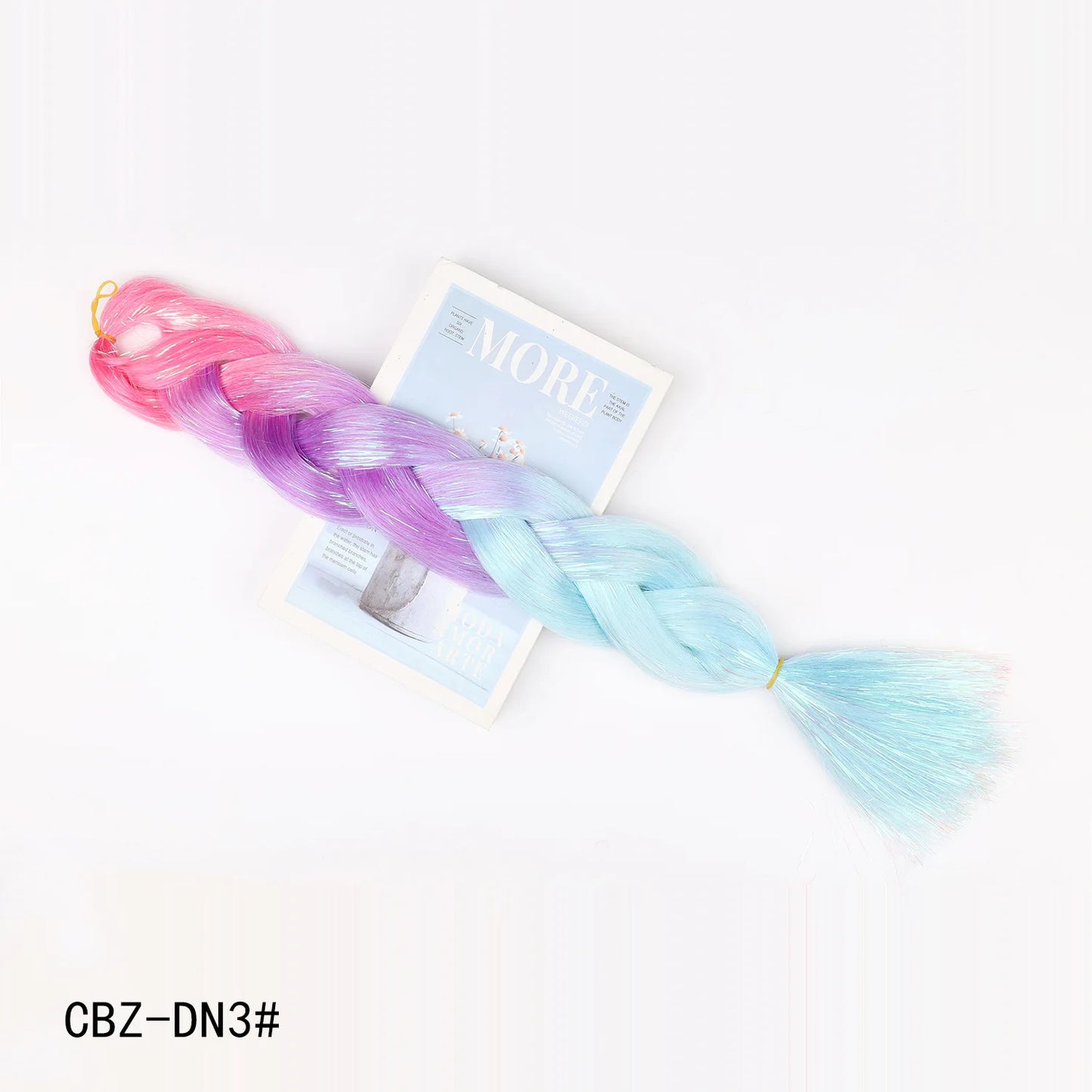 1-4 Packs Ombre Braiding Hair Extensions Synthetic Glitter Sparkle Rainbow Colored Hair 24inch Jumbo Braids Extensions for Women