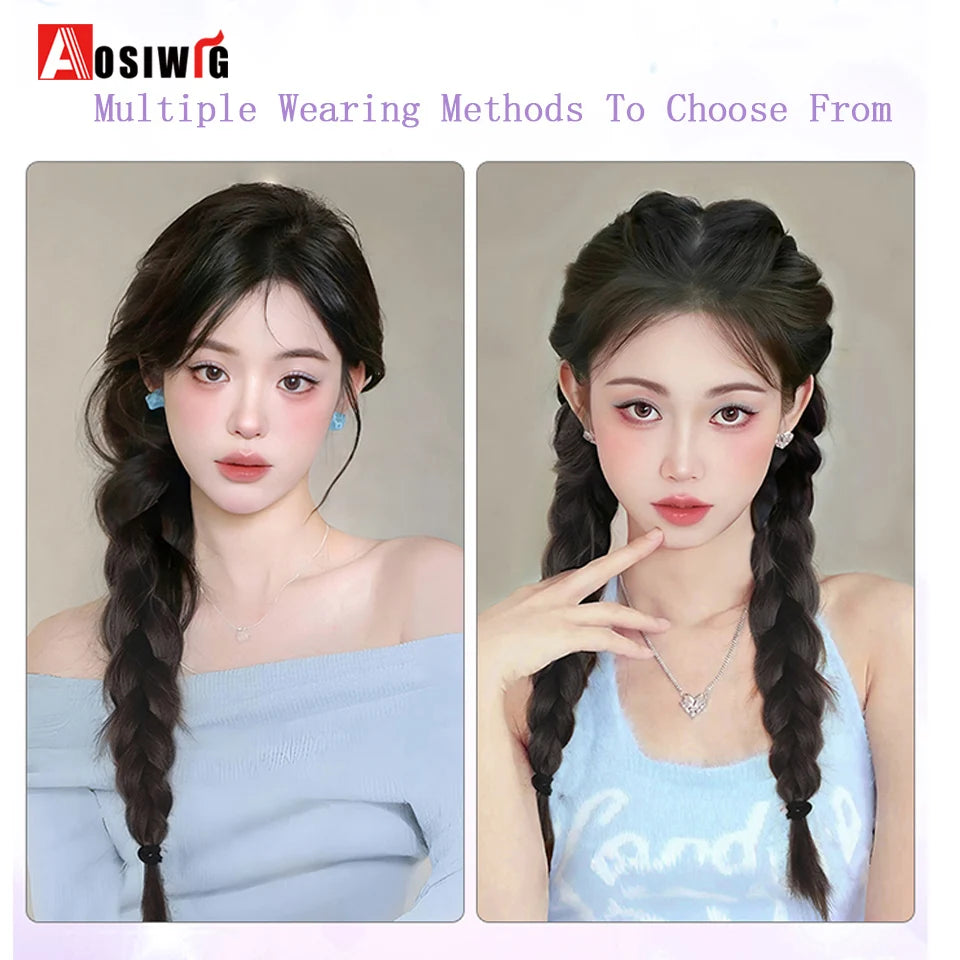 Synthetic Braided Ponytail Hair Extension With Rubber Band Boxing Braids For Women Hair Accessories Long Black Braids Viralgem Store