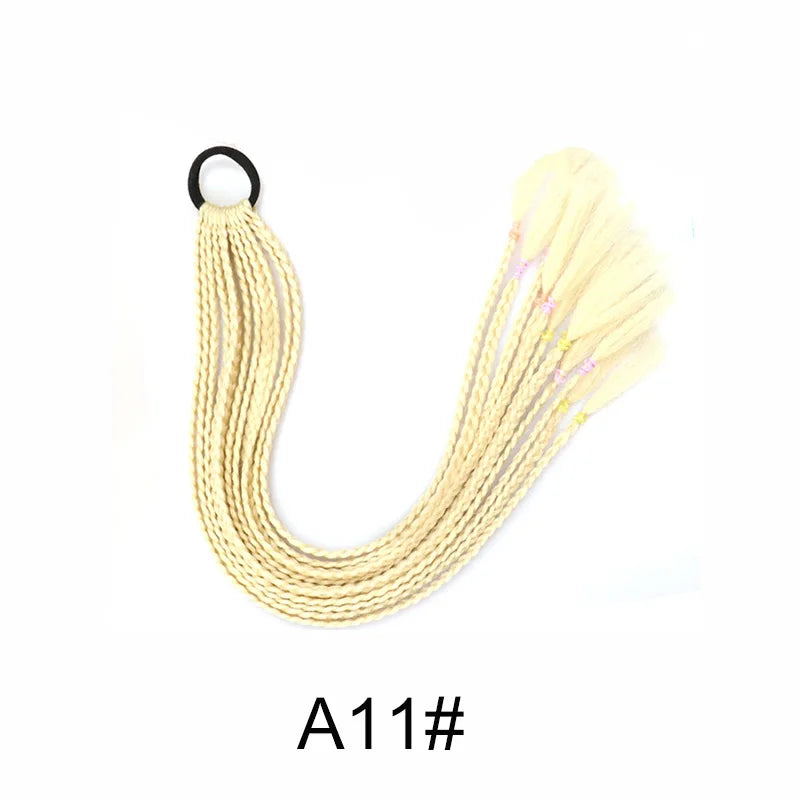 24Inch Synthetic Gradient  Colored Braided Ponytail Hair Extension Elastic Rubber Band Braiding Ponytail for Girl Women Viralgem Store