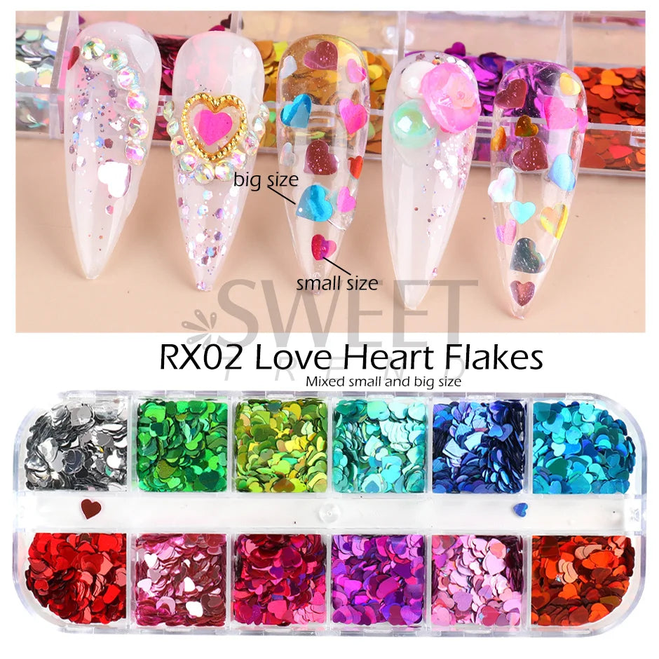 12 Grids Opal Dream Crystal Sequins Nail Flake Galaxy Iridescent Aurora 3D Paillette for Winter Autumn Manicure Decoration SWYFH Viralgem Store