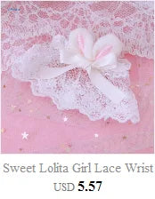 Steampunk Lolita Hand Sleeve Wrist Cuffs Ruffled Floral Lace Elastic Bracelet XX9D Viralgem Store