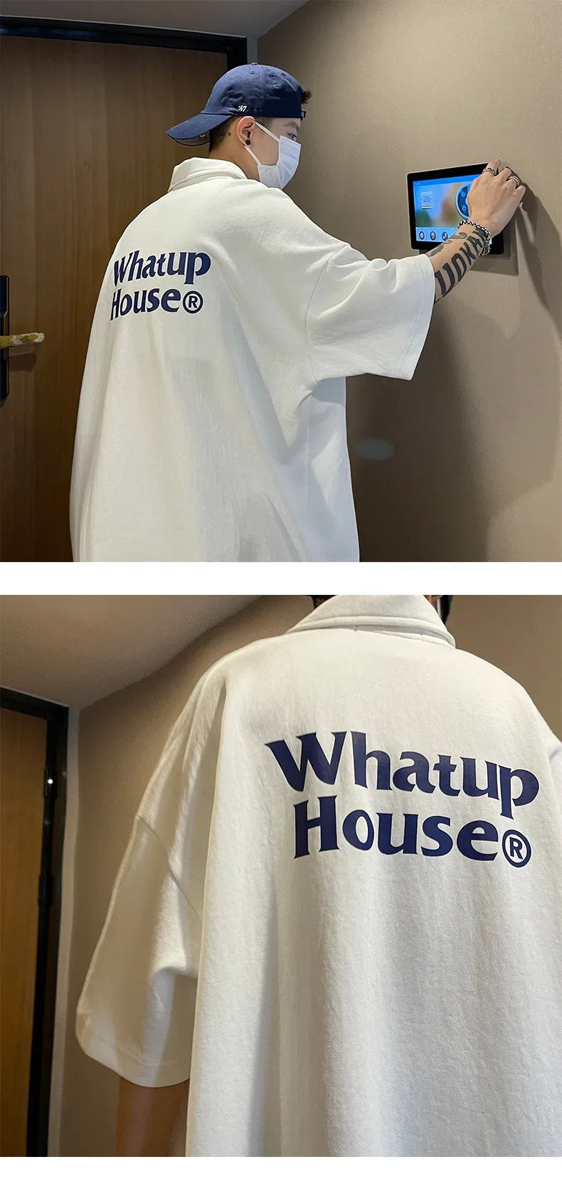 Trendy Polo Shirt Loose Fit Casual Men's Lapel Top Hk Style Hip Hop Short Sleeve T-shirt Fashion Outerwear