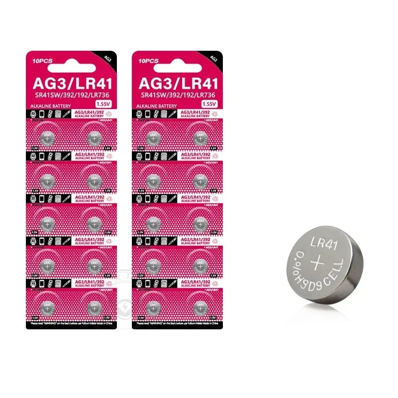10-100Pcs High Capacity LR41 Alkaline Batteries AG3 L736 392 384 192 Premium 1.5V Button Coin Cell Batteries for Medical devices Viralgem Store