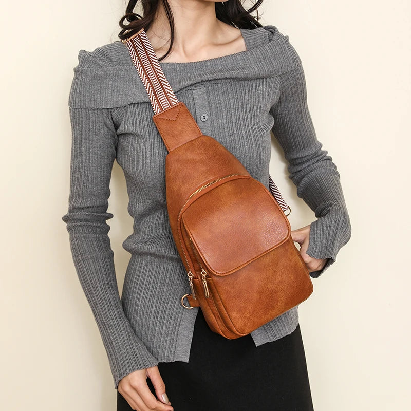 Women Bag Soft PU Leather Shoulder Purse Vintage Fashion Female Chest Bag Designer Multifunctional Shoulder Messenger Crossbody Viralgem Store