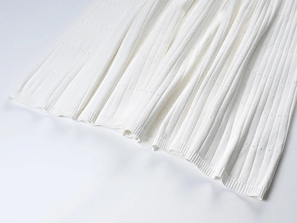 2024 New Summer Elegant Women Knitted Maxi Dress Chic O-neck Short Sleeve Denim Patchwork Bodycon Dresses Office Lady Robe Viralgem Store