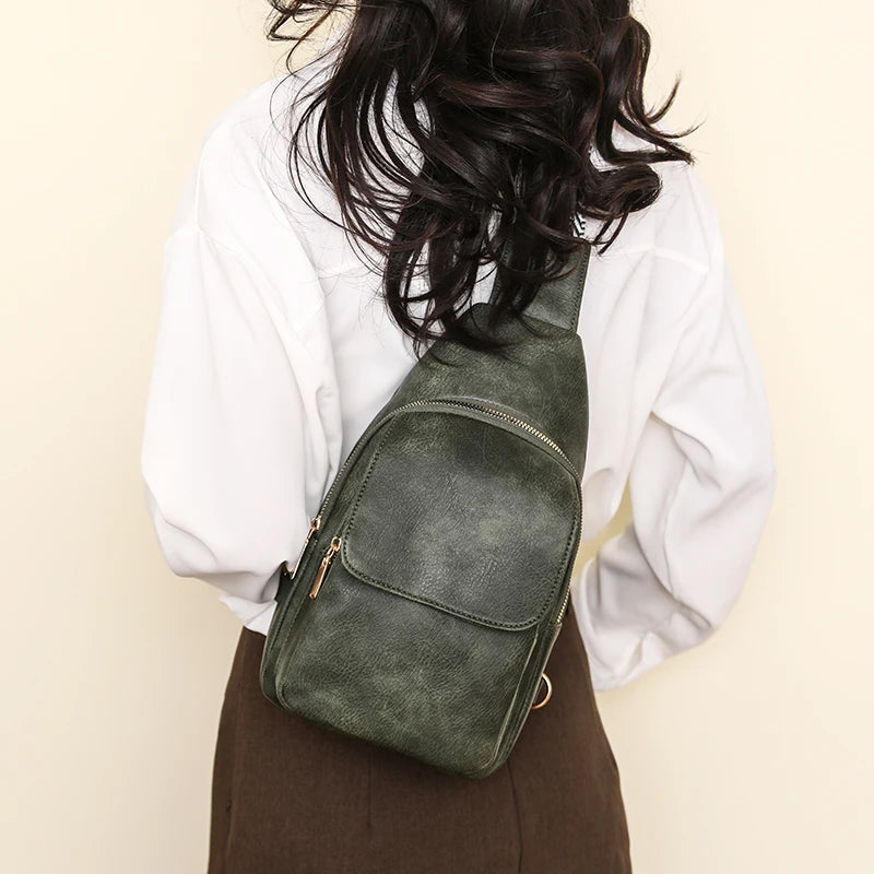 Women Bag Soft PU Leather Shoulder Purse Vintage Fashion Female Chest Bag Designer Multifunctional Shoulder Messenger Crossbody Viralgem Store