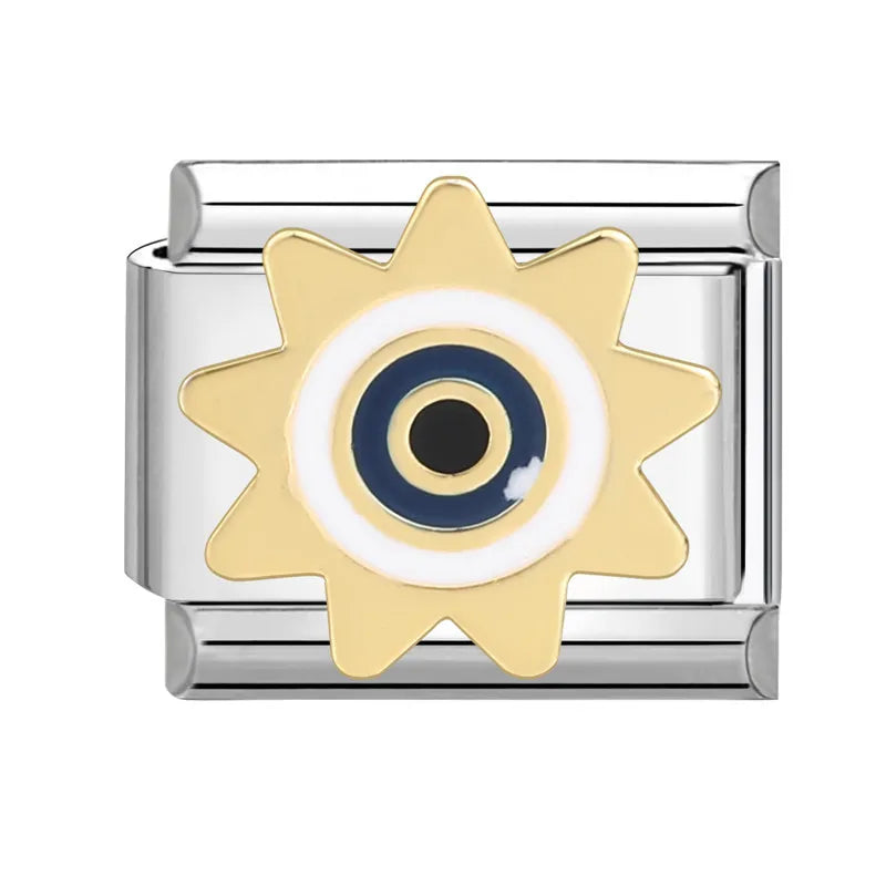 Vintage Amulet Devil Eyes Pyramid Love Heart Beads fit 9mm Italian Charm Links Bracelet Stainless Steel DIY Jewelry Making Gifts Viralgem Store