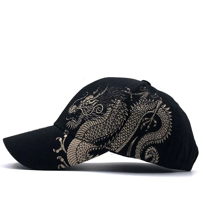 2024 New Unisex Golden Dragon Printing Snapback Baseball Caps Spring and Autumn Outdoor Adjustable Casual Hats Sunscreen Hat