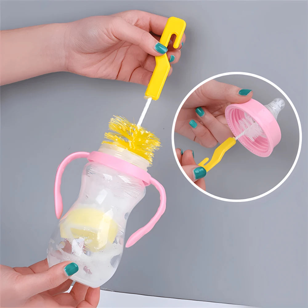 2PCS Competitive Price Small Bottle Cleaning Brush Baby Pacifier Brush Nylon Glass Bottle Brush Two-piece Milk Bottle Set