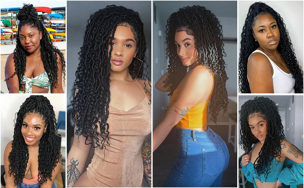 TBUG Goddess Faux Locs Crochet Hair 22 Inch 1B River Locs Braid Curly Hair Faux Locs Synthetic Braiding Hair Extension For Women Viralgem Store