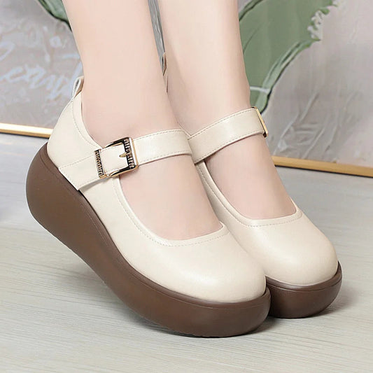 Spring Fashion Wedge Round Toe Soft Bottom Lolita Shoes Women Cute Vintage Mary Jane Shoes Chunky College Student Shoes Viralgem Store