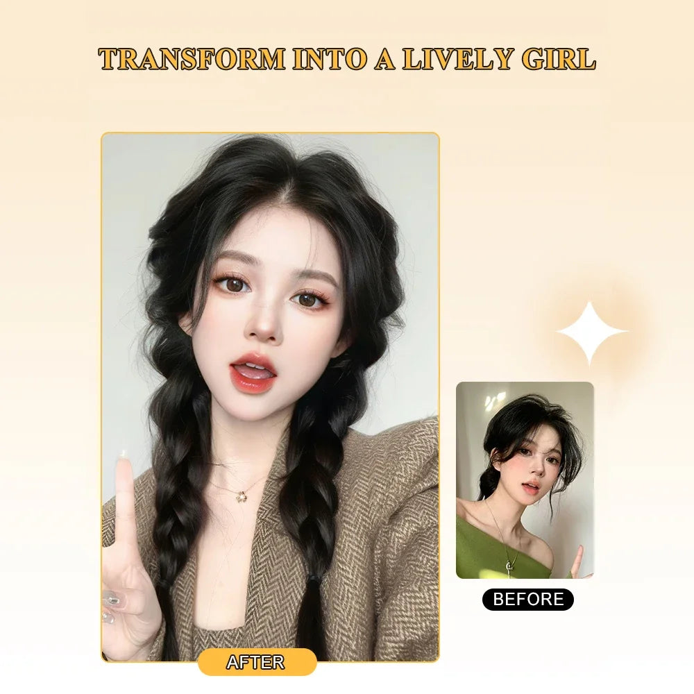 Synthetic Long Braided Ponytail Hair Extensions for Women Black Brown Pony Tail with Hair Rope High Temperature Fiber