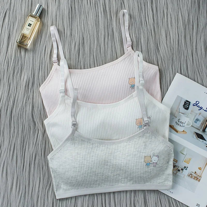 8-16 Years Kids Bras Young Girls Underwear Teenage Training Bras Women Cotton Kids cute Brassiere Tube Tops Girl's Sport Bras