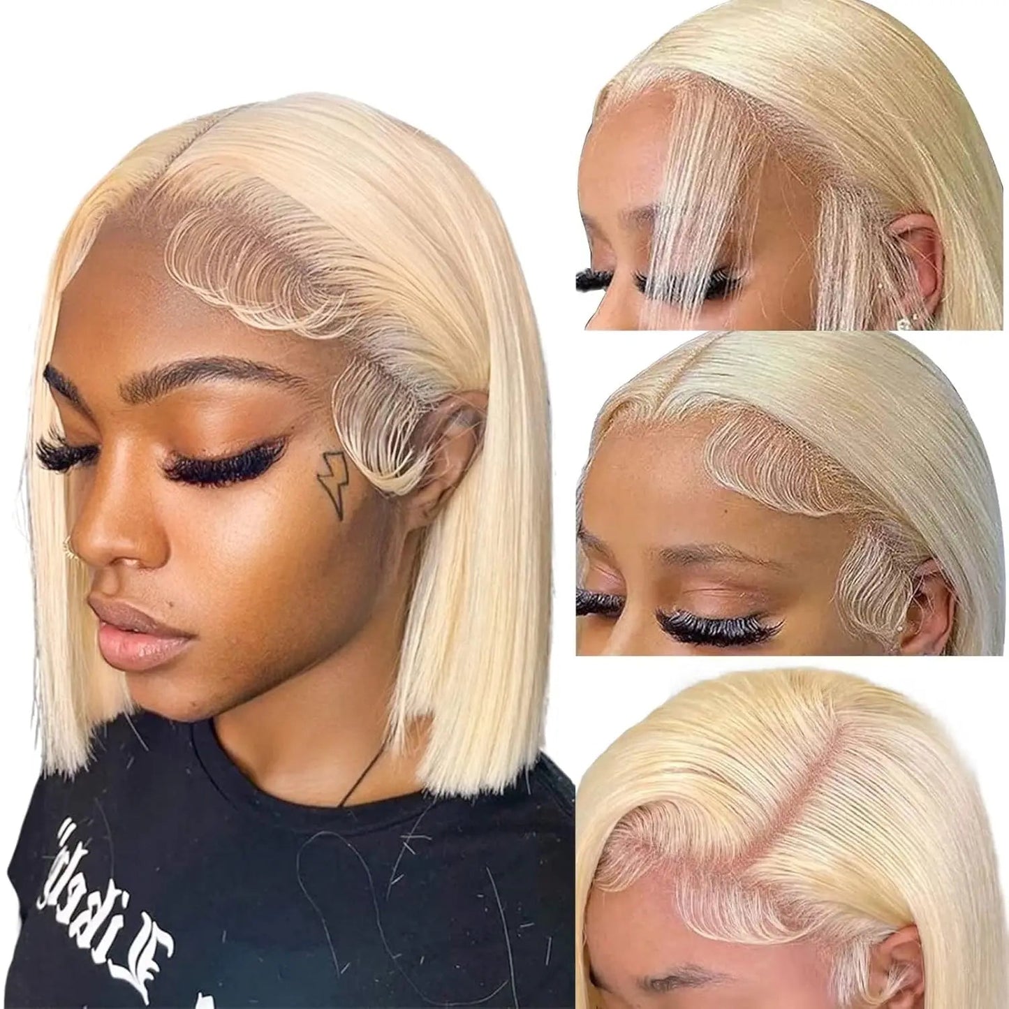 613 Blonde Short Bob Wig Transparent Lace Front Human Hair Wigs Straight 13X4 Burgundy 99j Brown Colored Cut Lace Frontal Wig Viralgem Store