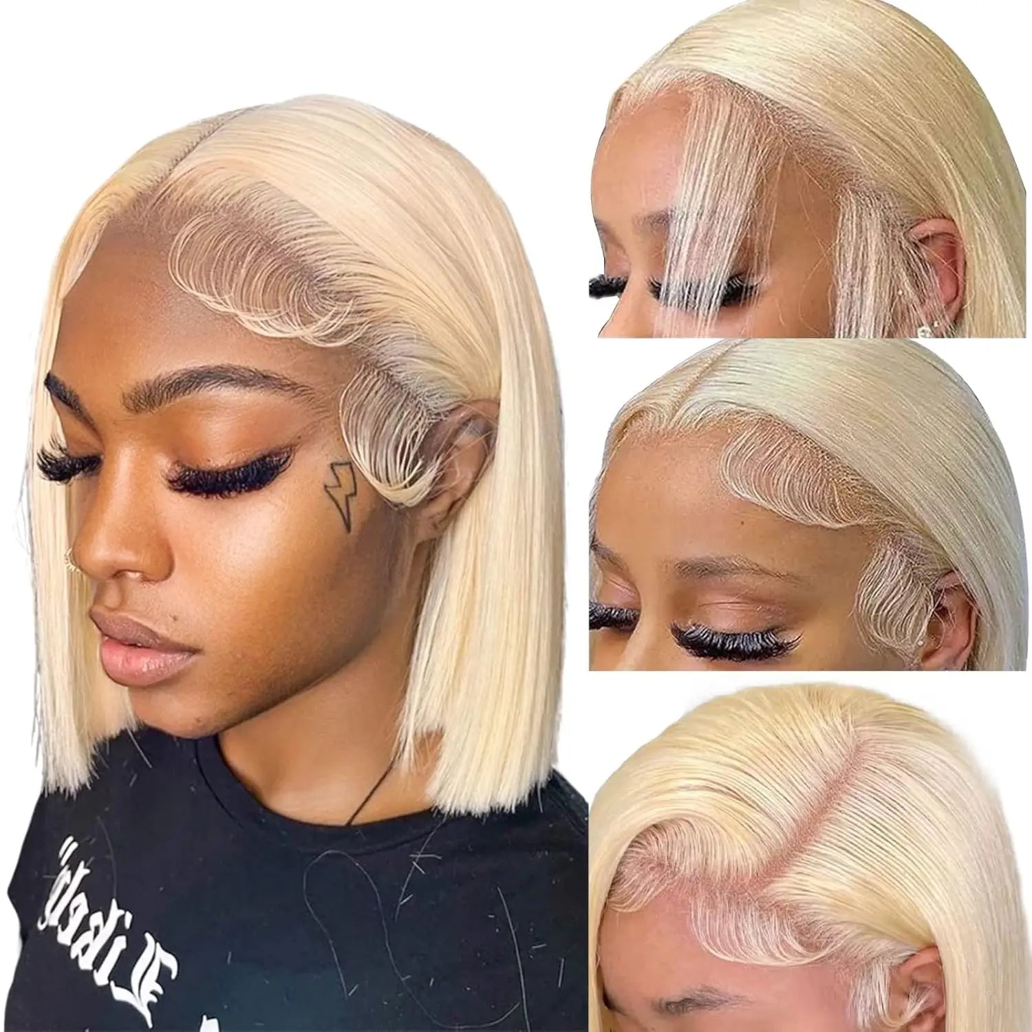 613 Blonde Short Bob Wig Transparent Lace Front Human Hair Wigs Straight 13X4 Burgundy 99j Brown Colored Cut Lace Frontal Wig Viralgem Store