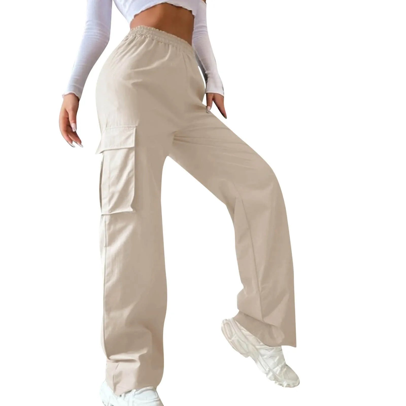 Young Girls Casual Pants Straight Wide Leg Trousers Female Loose Oversize Pockets Y2k Hip Hop Solid Color Pants Cargo Pants Viralgem Store