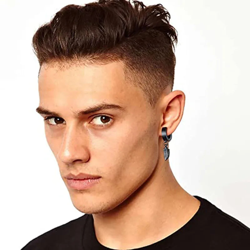 1-15 Pieces Clip on Earrings Set for Men Stainless Steel Black Fake Piercing Earring Mens Hoop Non-piercing Earrings