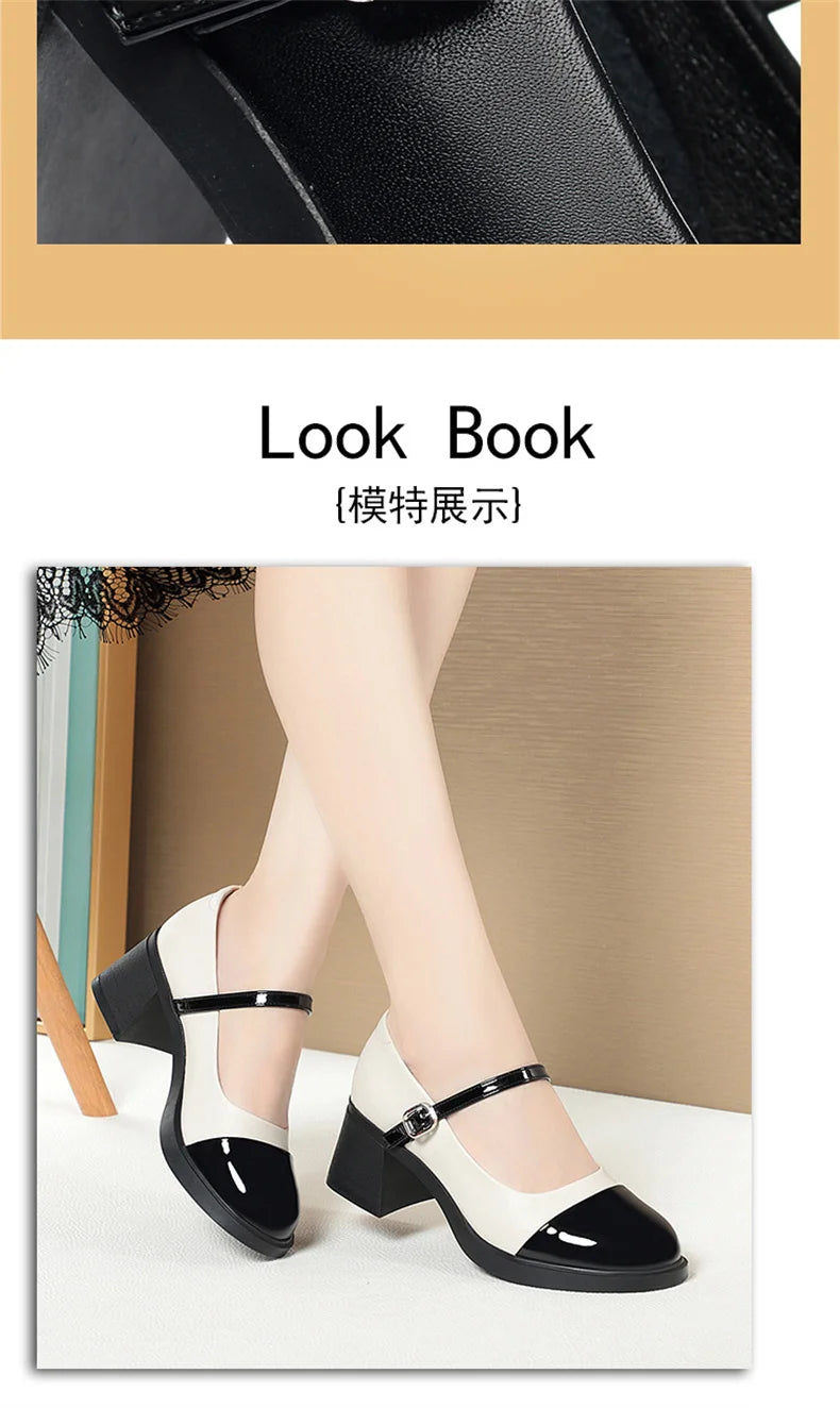 Women Shoes 2024 New Fashion Retro Round Toe Soft Leather Casual Mary Jane Shoes Shallow Mouth Waterproof Platform Shoes Viralgem Store
