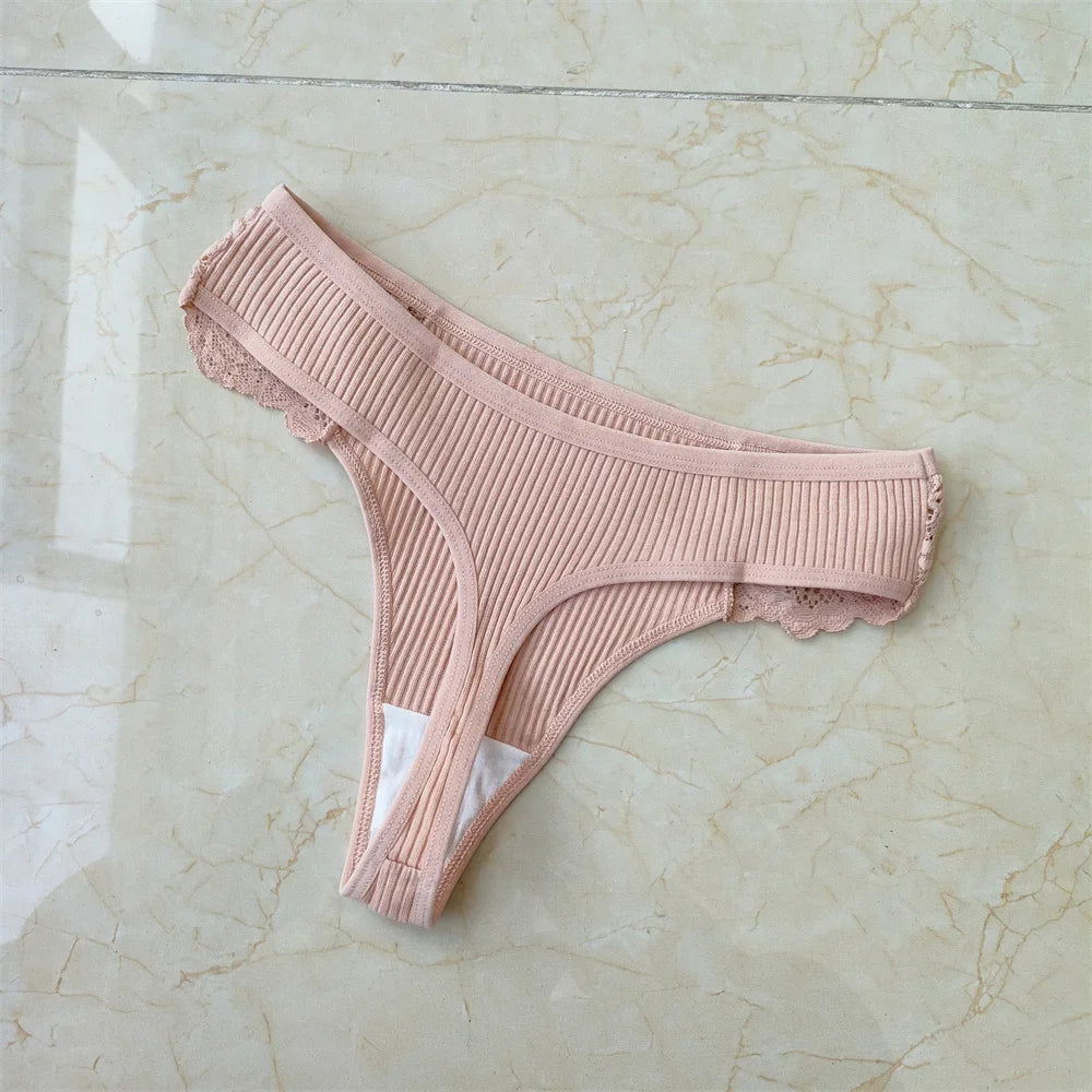 3Pcs/Set Women Thread Cotton Lace Thong Panties Pack Sports Ladies Seamless G Strings Cozy Lingerie Tanga Panty Viralgem Store