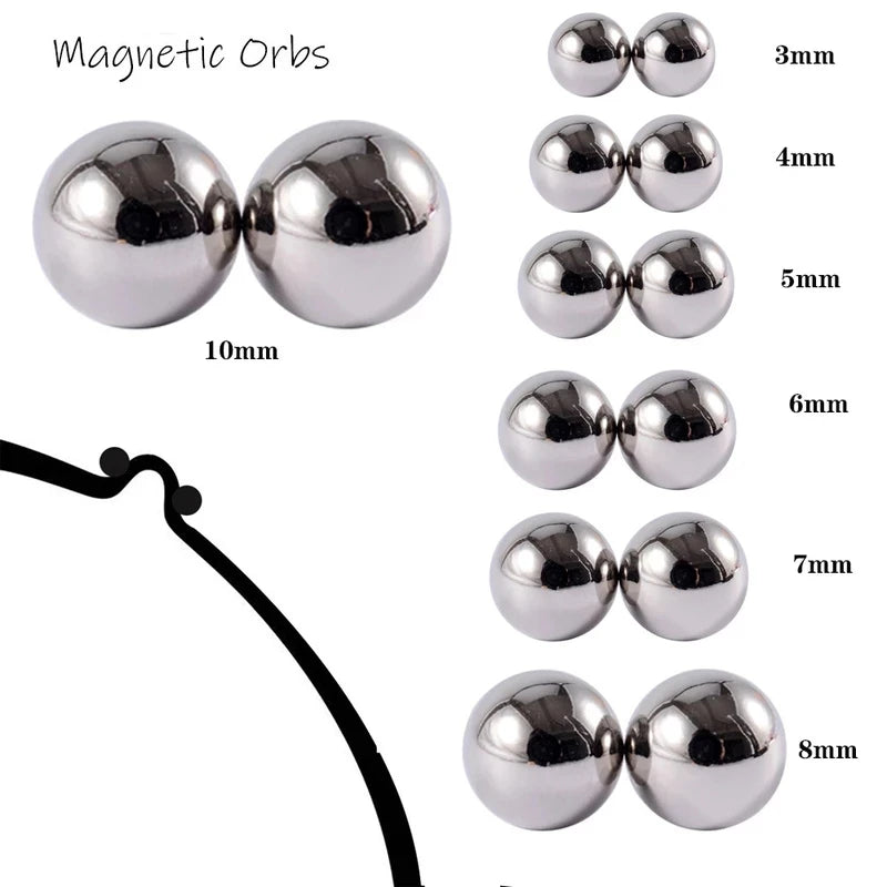 1Pair Nipple Clip and Studs Magnet Orbs Personal Fake Nipple Piercing Ring Powerful Magnet Non Piercing Giant Magnet Balls Women