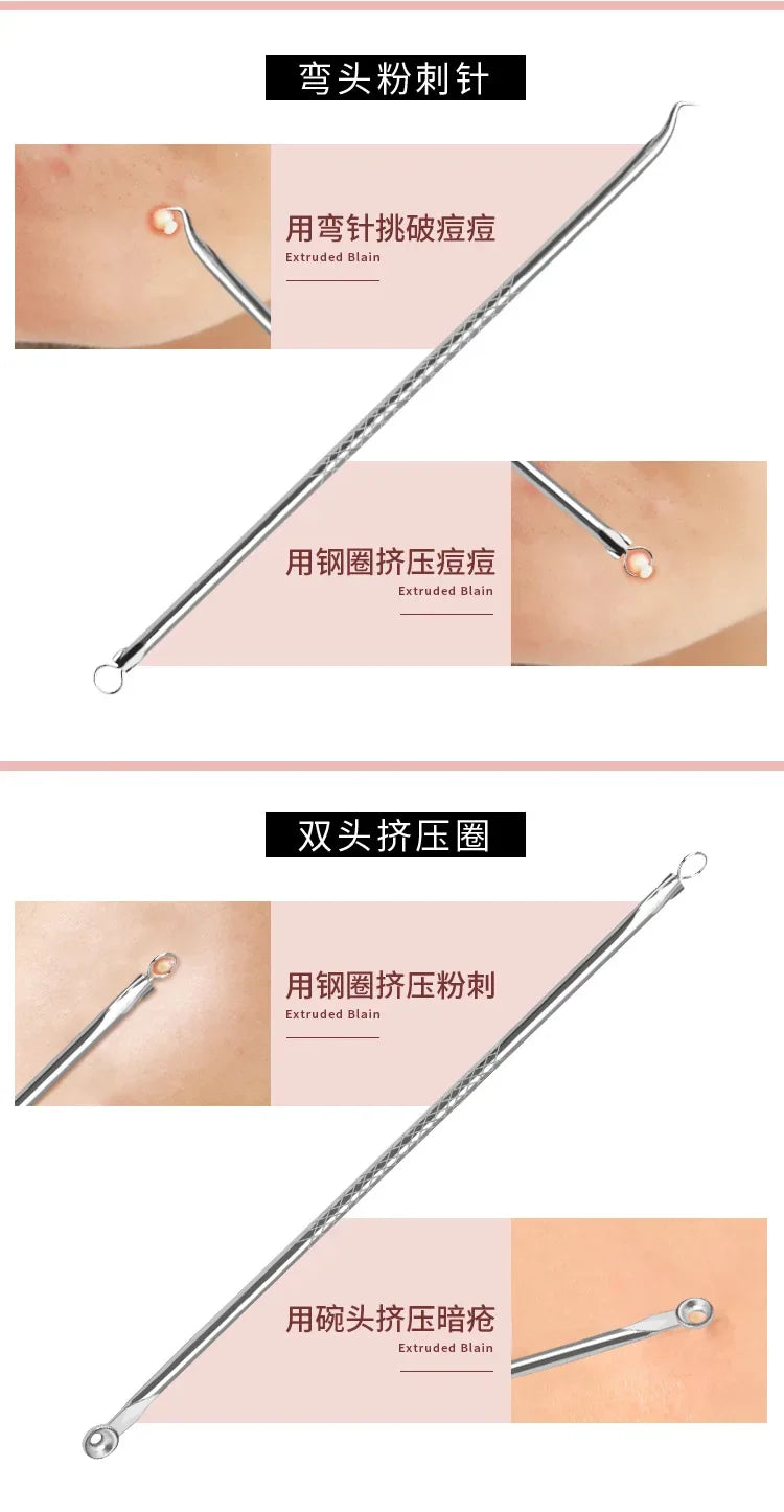 4PCS Acne Blackhead Comedone Black Spot Pimple Blemish Remover Skin Care Women Beauty Acne Treatment Pore Cleanser Needle Hook