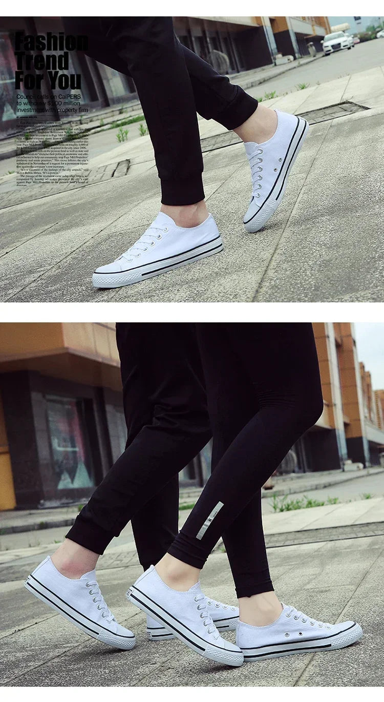 Student Running Solid ShoesWomen Vulcanized Ladies Lace-up Casual Breathable Walking Canvas Sneakers Spring Summer New Style Men