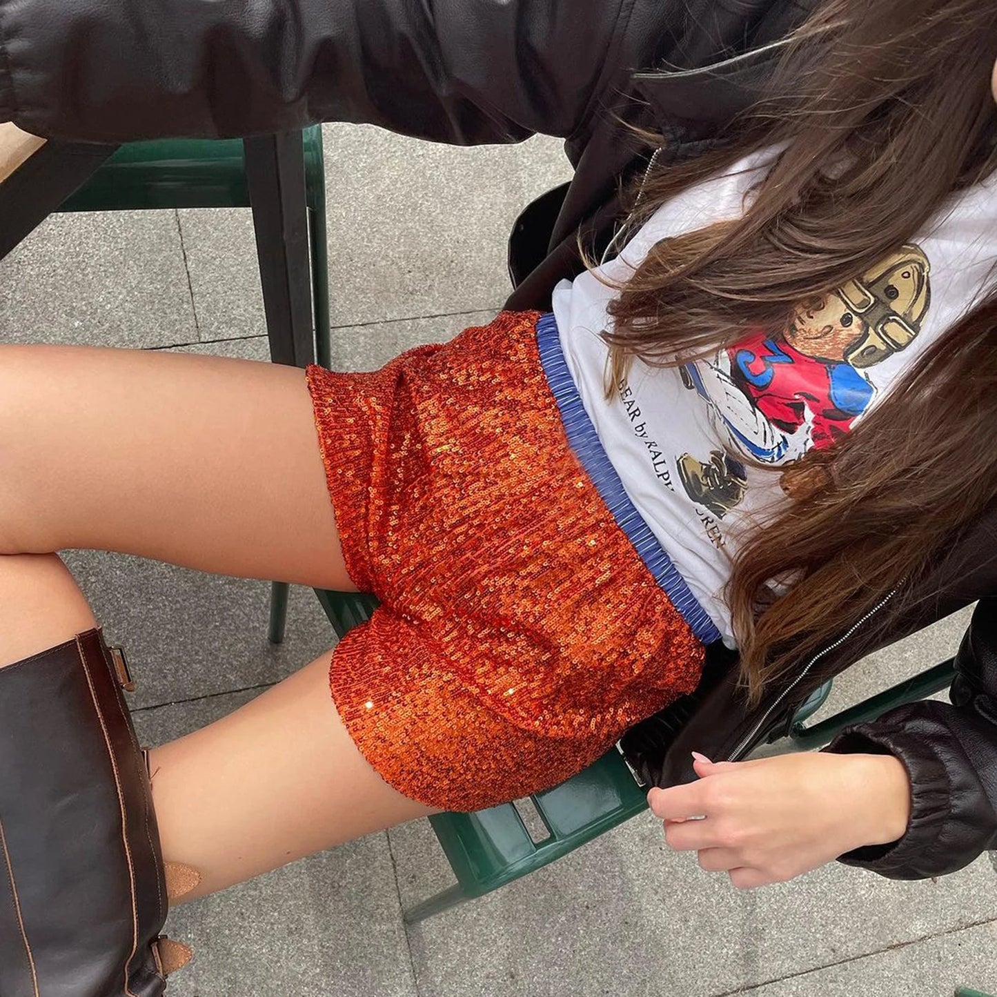 Women Mini Sequin Shorts  Sexy Hot Elastic Waist Shiny Shorts Summer Casual Shorts Streetwear for Carnival Party Clubwear