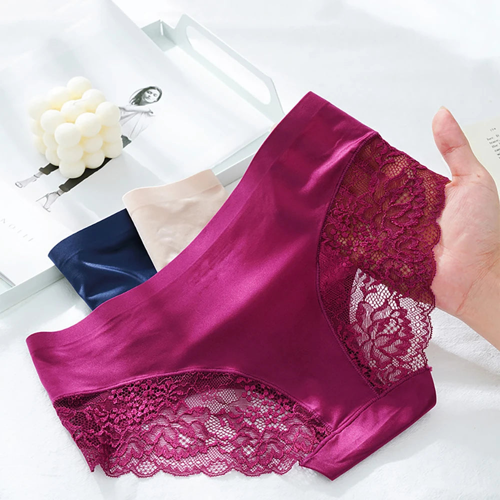 WarmSteps Women Lace Panties Luxury Silk Women's Underwear Solid M-XXXXL Plus Size Panties for Woman Underpants Briefs Female Viralgem Store