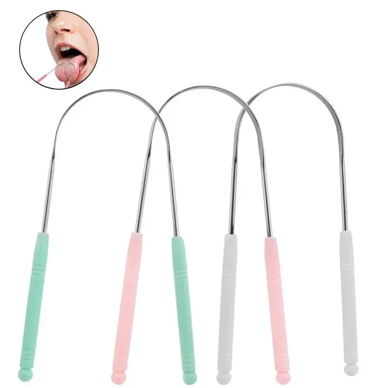 1PC Stainless Steel Tongue Scraper Cleaner Fresh Breath Cleaning Coated Tongue Toothbrush Oral Hygiene Care Tools Viralgem Store