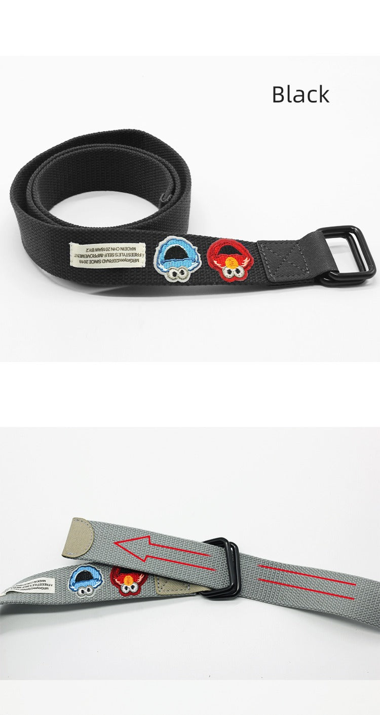 Student Ins Trendy Women's Korean-Style Double Ring Buckle Belt