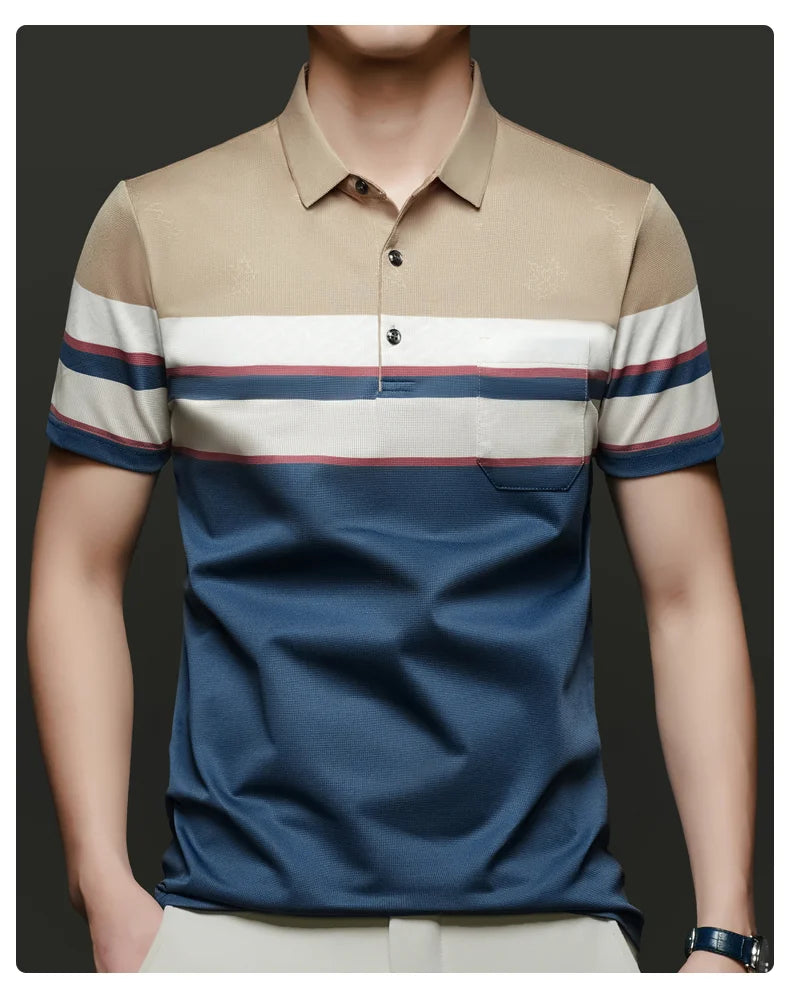 Top Grade Summer Brand Polo Shirts For Men Designer Summer Stripped Luxury Short Sleeve Slim Casual Tops Fashions Men Clothes Viralgem Store