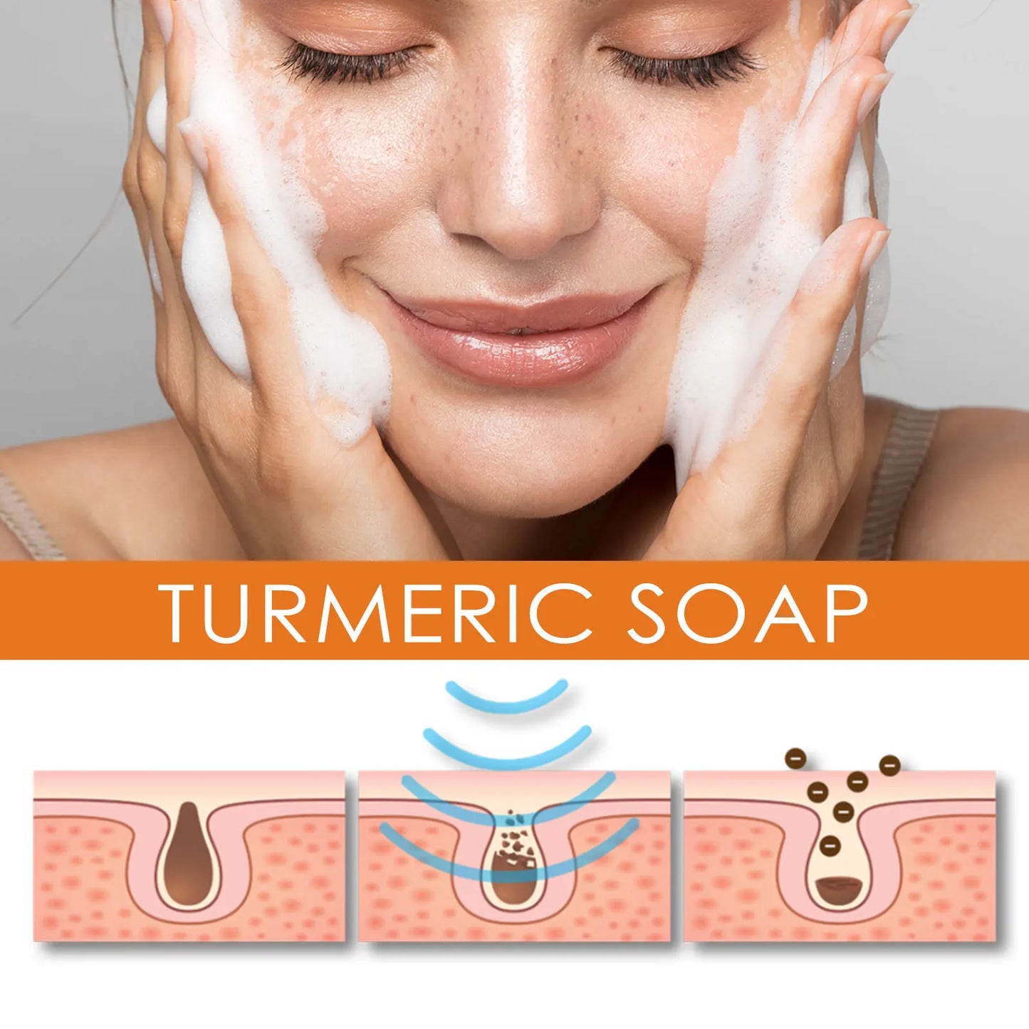 Turmeric Facial Whitening Soap Face Cleansing Anti Acne Remove Pimples Dark Spot Skin Lightening Oil Control Body Wash Soap 100g