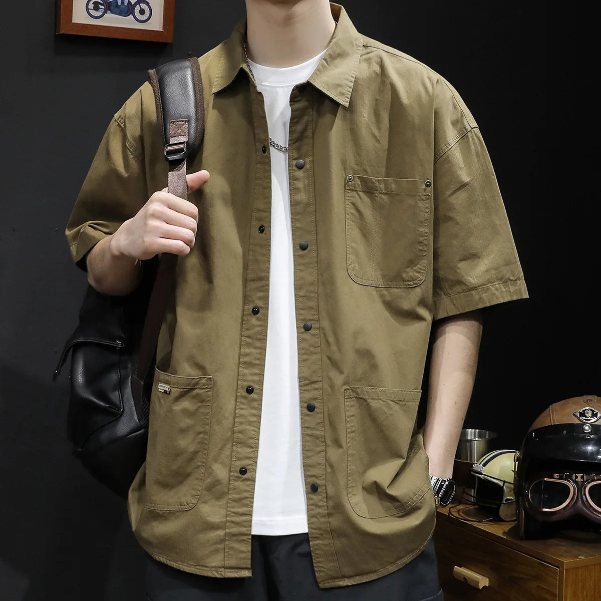 T-shirt Short-sleeved Shirt Men's Trendy Brand Trendy Shirt Summer Casual Work Clothes Loose Summer Trendy Freshlook Styles