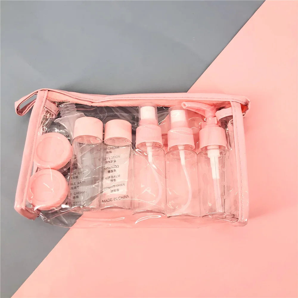 10 pc/Set Travel Mini Makeup Cosmetic Face Cream Bottles Plastic Transparent Empty Make Up Container Travel Accessories