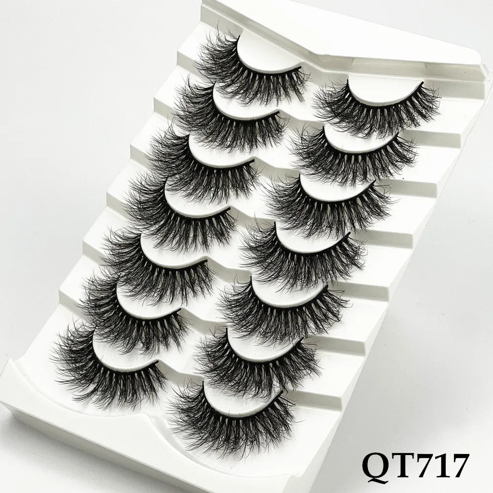 5/7/8 pairs 3D mink Lashes ,soft fluffy natural false eyelashes，individual eyelash extension, makeup tools lashes wholesale